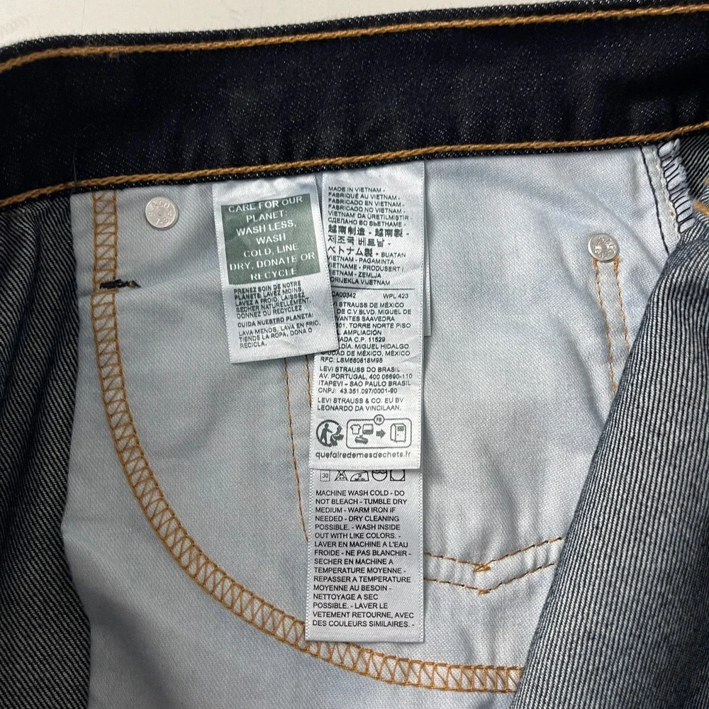 Levis Jeans Mens 36x32 Black 514 Straight Fit Dark Wash Denim Grunge Goth Skater